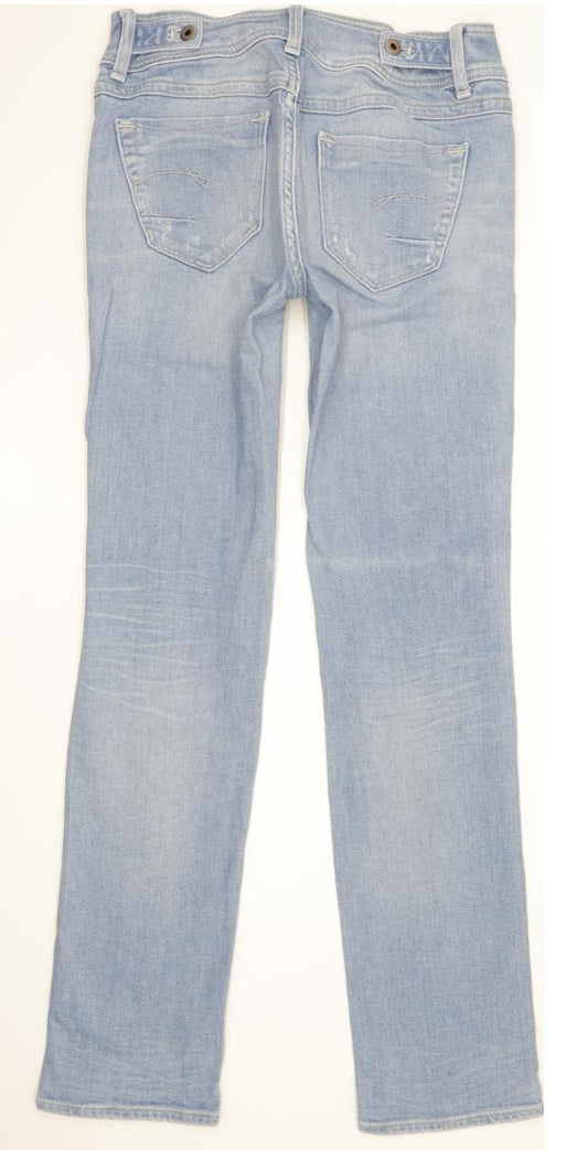 G-Star New Ford Women Blue Straight Slim Stretch Jeans W26 L30