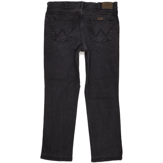 Wrangler Durable Quality Men Black Straight Regular Stretch Jeans W38 L32