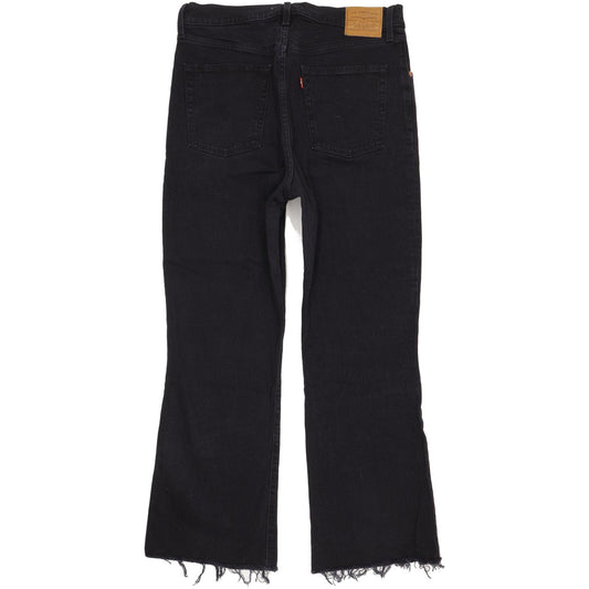 Levi's Ribcage Black Flared Slim Cropped Stretch Jeans High Waisted W31 L29