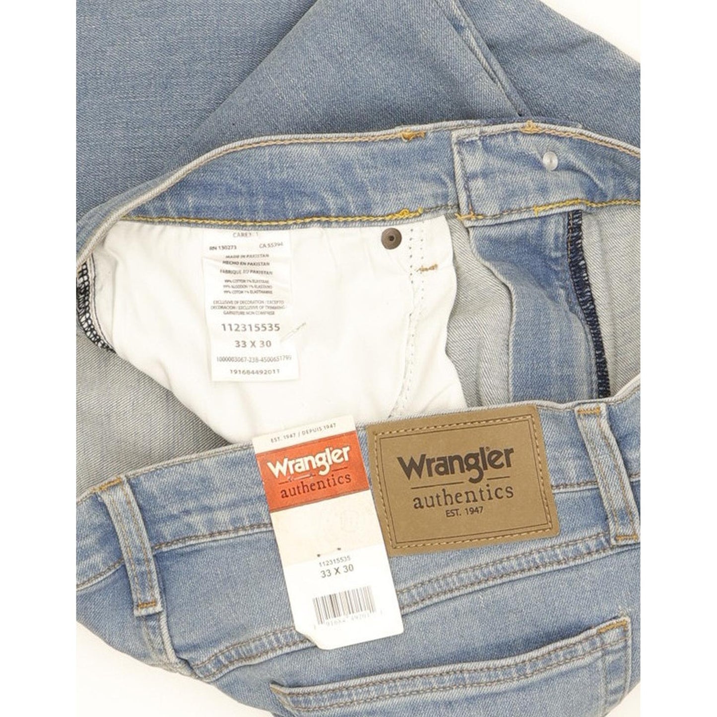 Wrangler Men Blue Straight Regular Stretch Jeans W33 L30