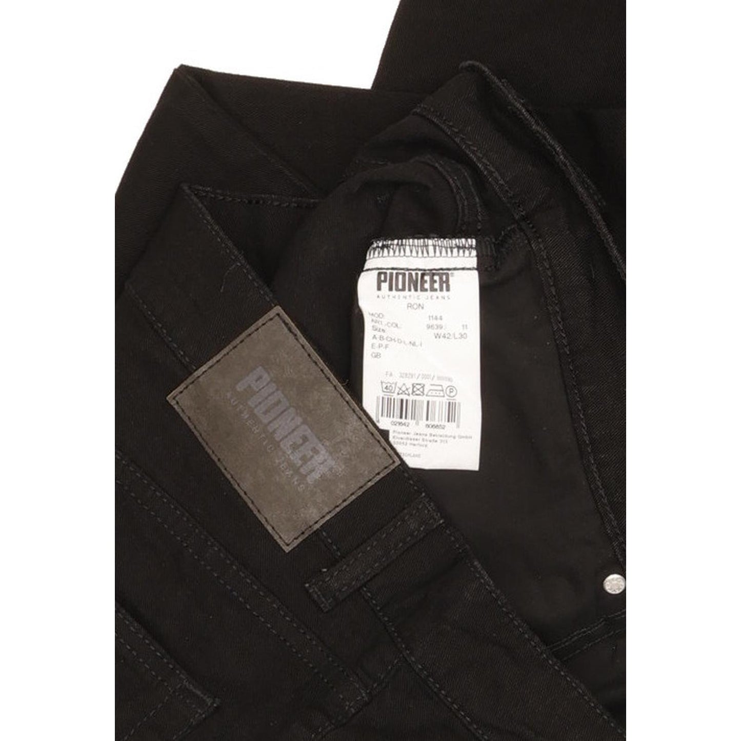 Pioneer Ron Men Black Straight Regular Stretch Jeans W42 L30