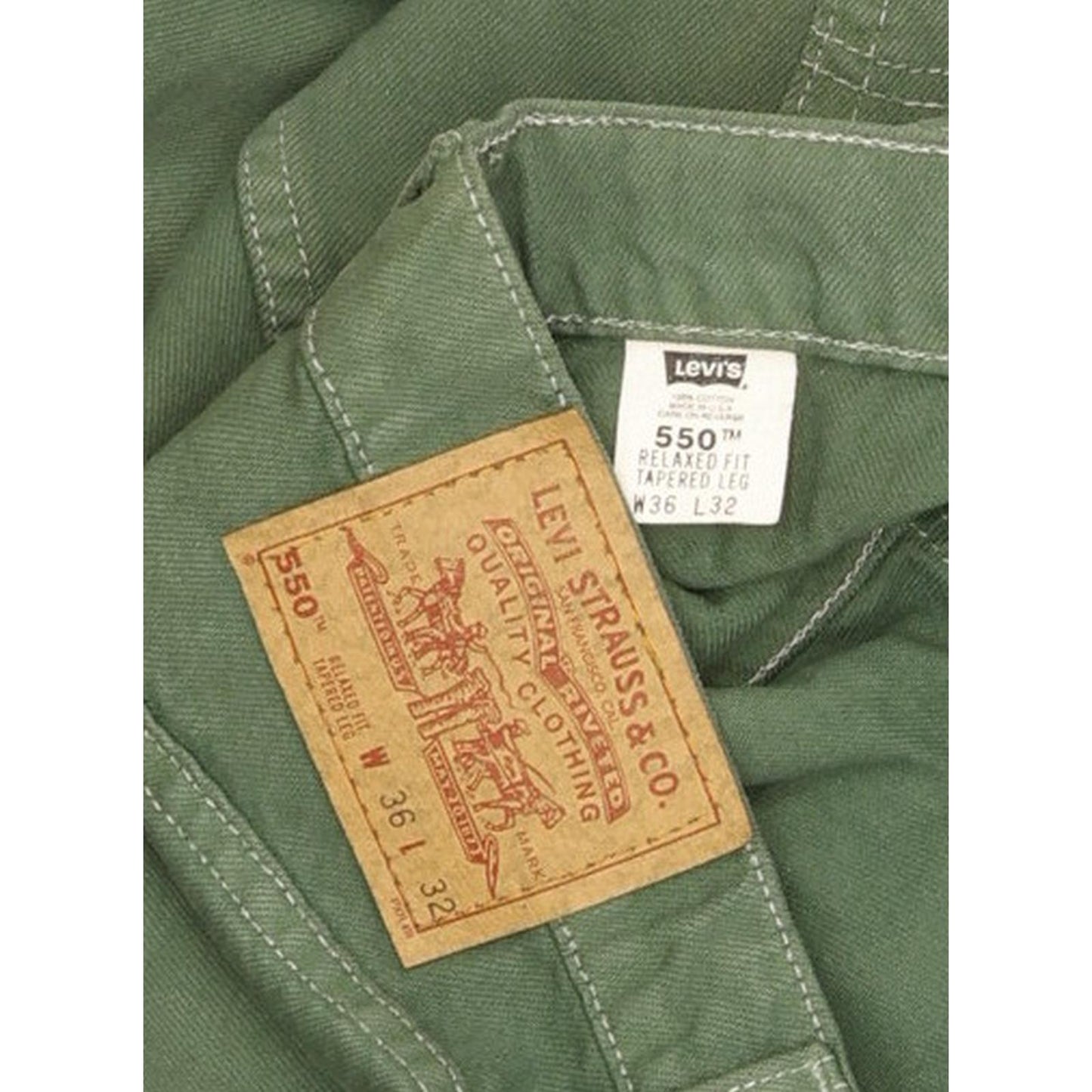 Levi's 550 Made in USA Men Green Tapered Relaxed Jeans W36 L32