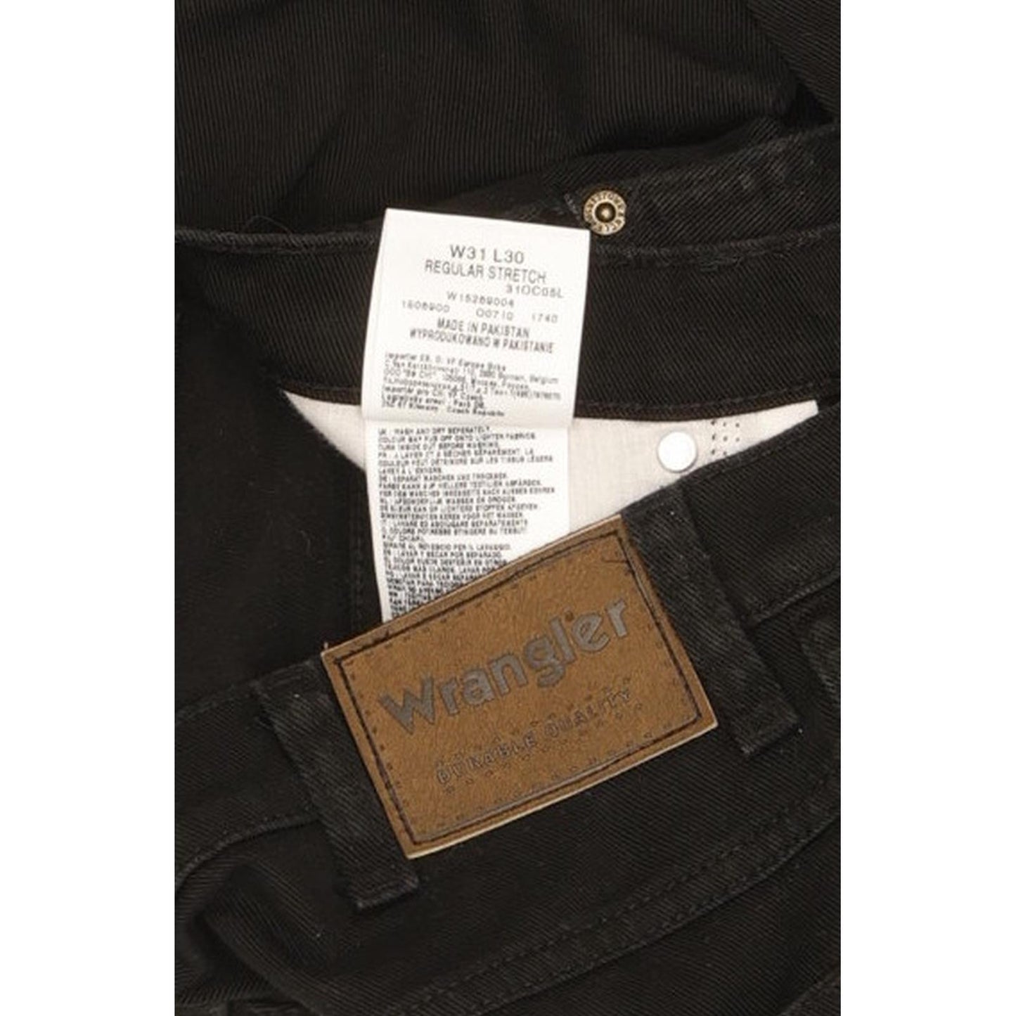 Wrangler Durable Quality Men Black Straight Regular Stretch Jeans W31 L30