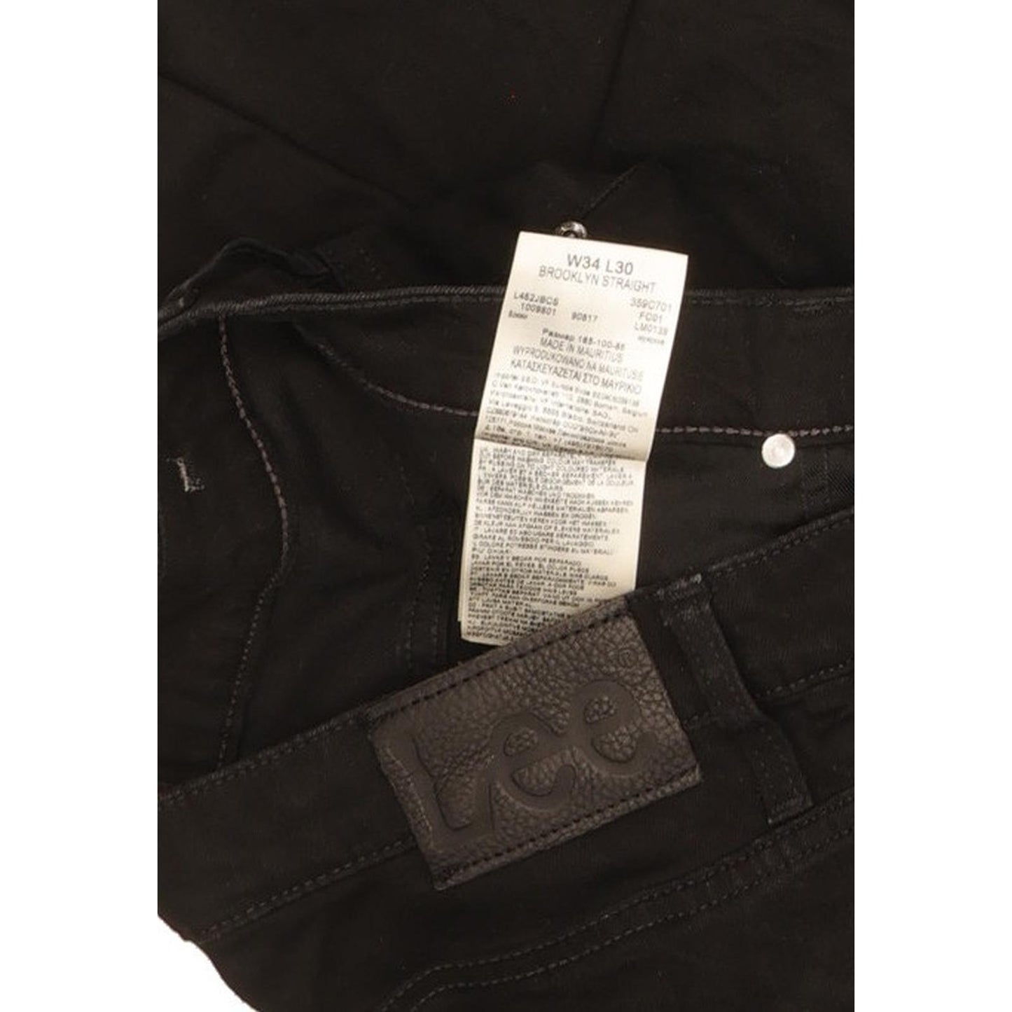 Lee Brooklyn Men Black Straight Regular Stretch Jeans W34 L30