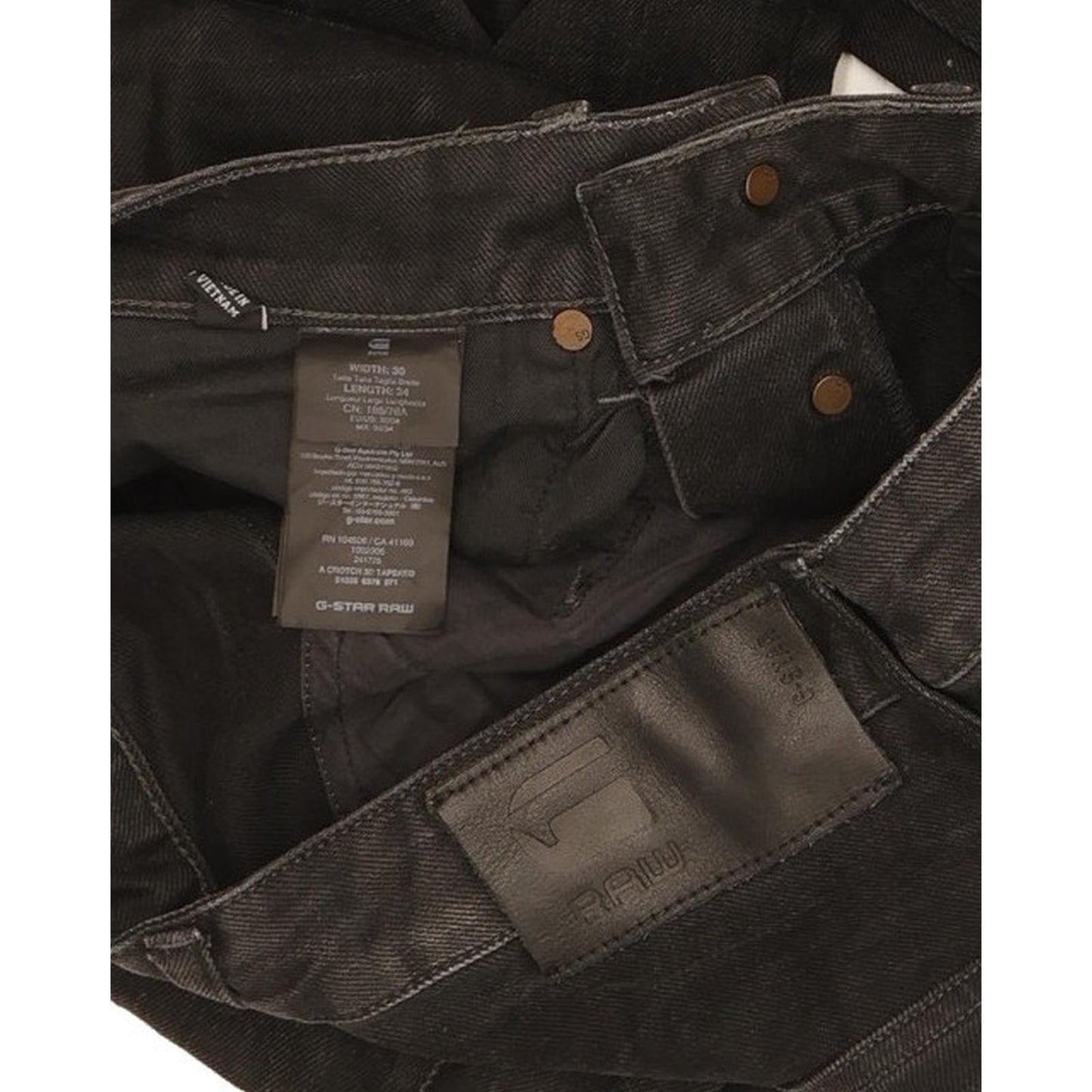 G-Star A Crotch 3D Men Black Tapered Regular Stretch Jeans W30 L34