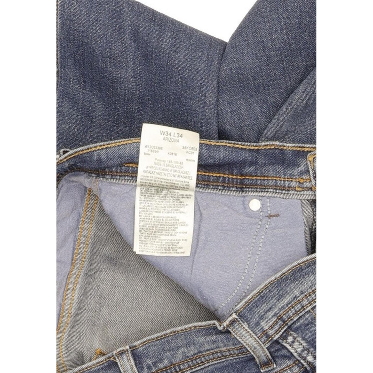 Wrangler Arizona Men Blue Straight Regular Stretch Jeans W34 L34