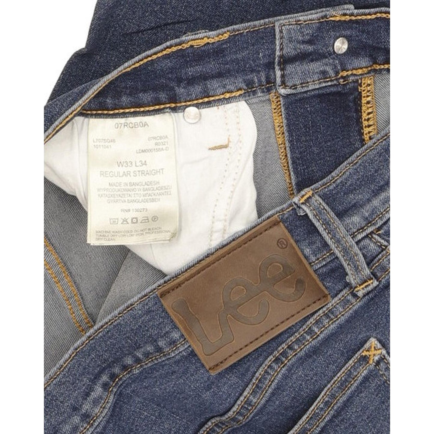 Lee Men Blue Straight Regular Stretch Jeans W33 L34
