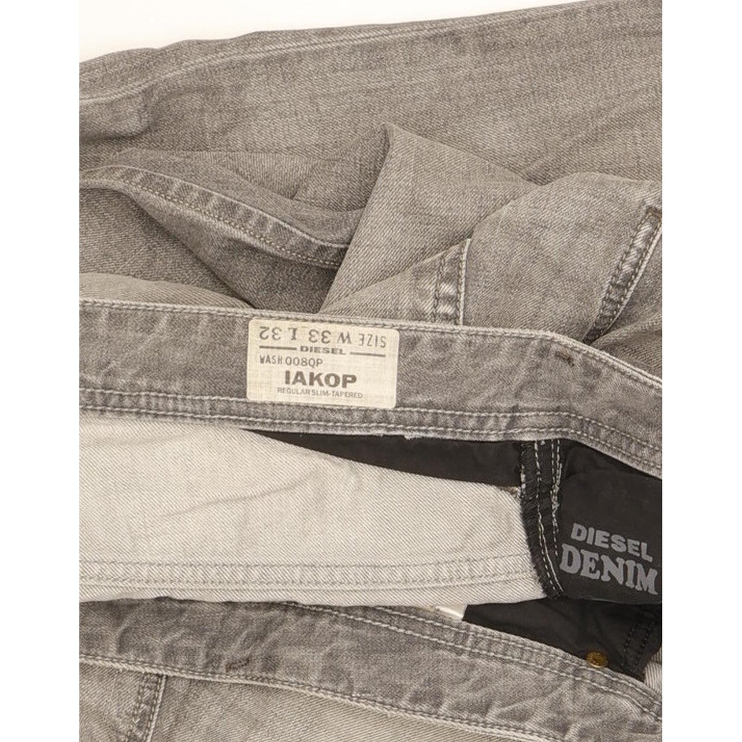 Diesel Iakop 008QP Men Grey Tapered Slim Jeans W33 L32