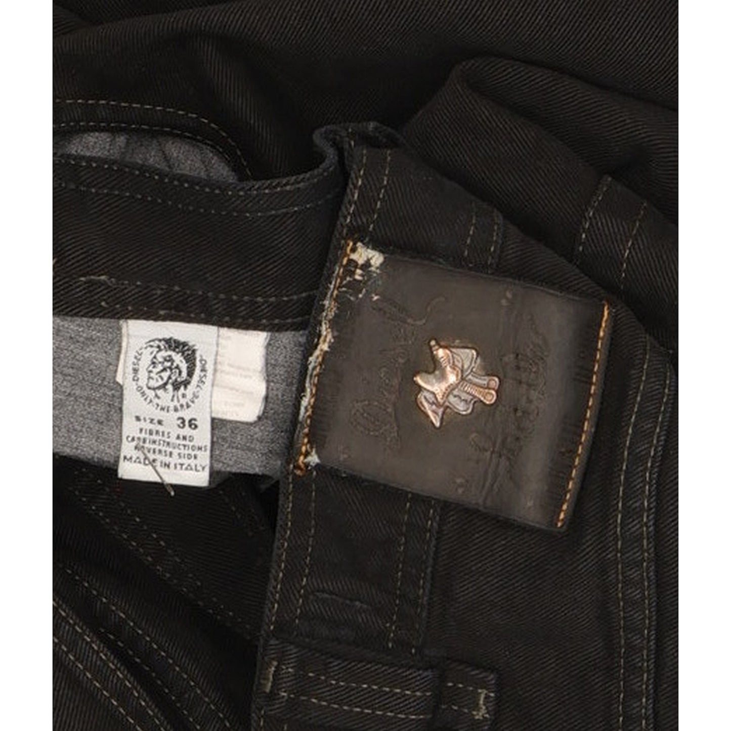 Diesel Saddle Baggy Vintage Men Black Tapered Relaxed Jeans W36 L33