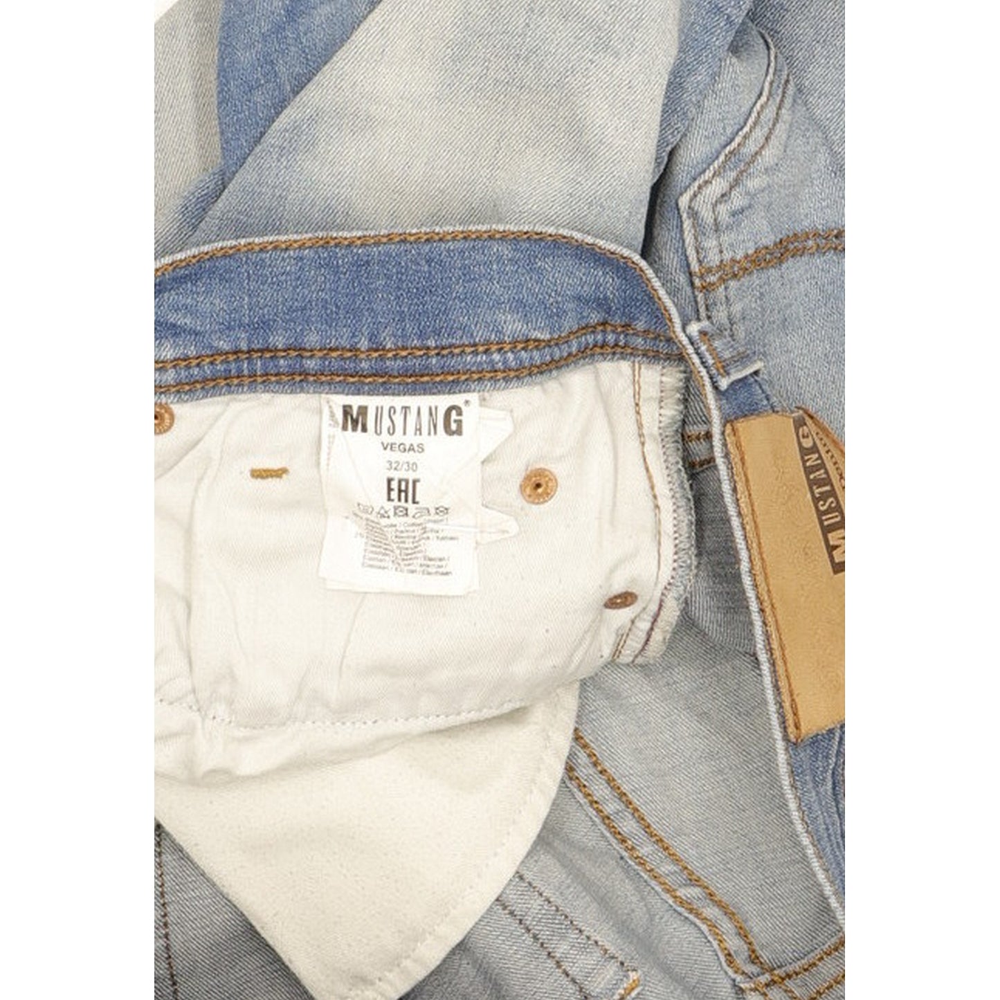 Mustang Vegas Men Blue Straight Slim Stretch Jeans W32 L30