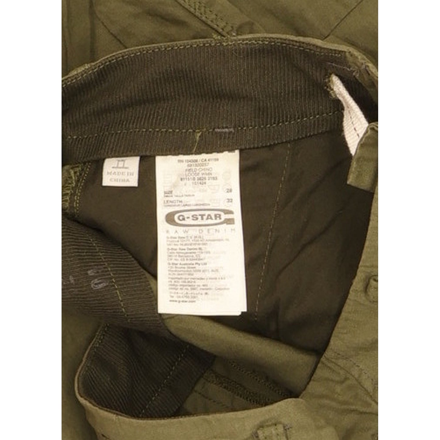 G-Star Field Green Tapered Loose Chino Trousers High Waisted W28 L32