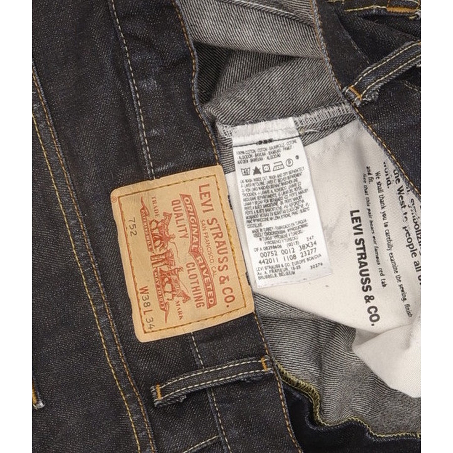Levi's 752 Men Blue Straight Regular Jeans W38 L34