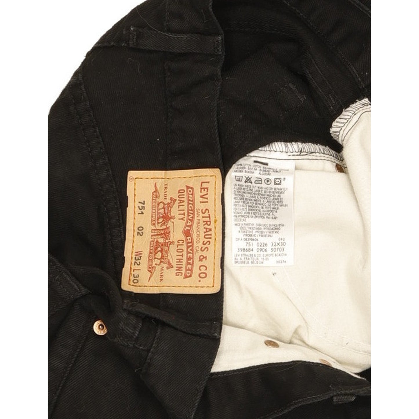 Levi's 751 Men Black Straight Regular Jeans W32 L30