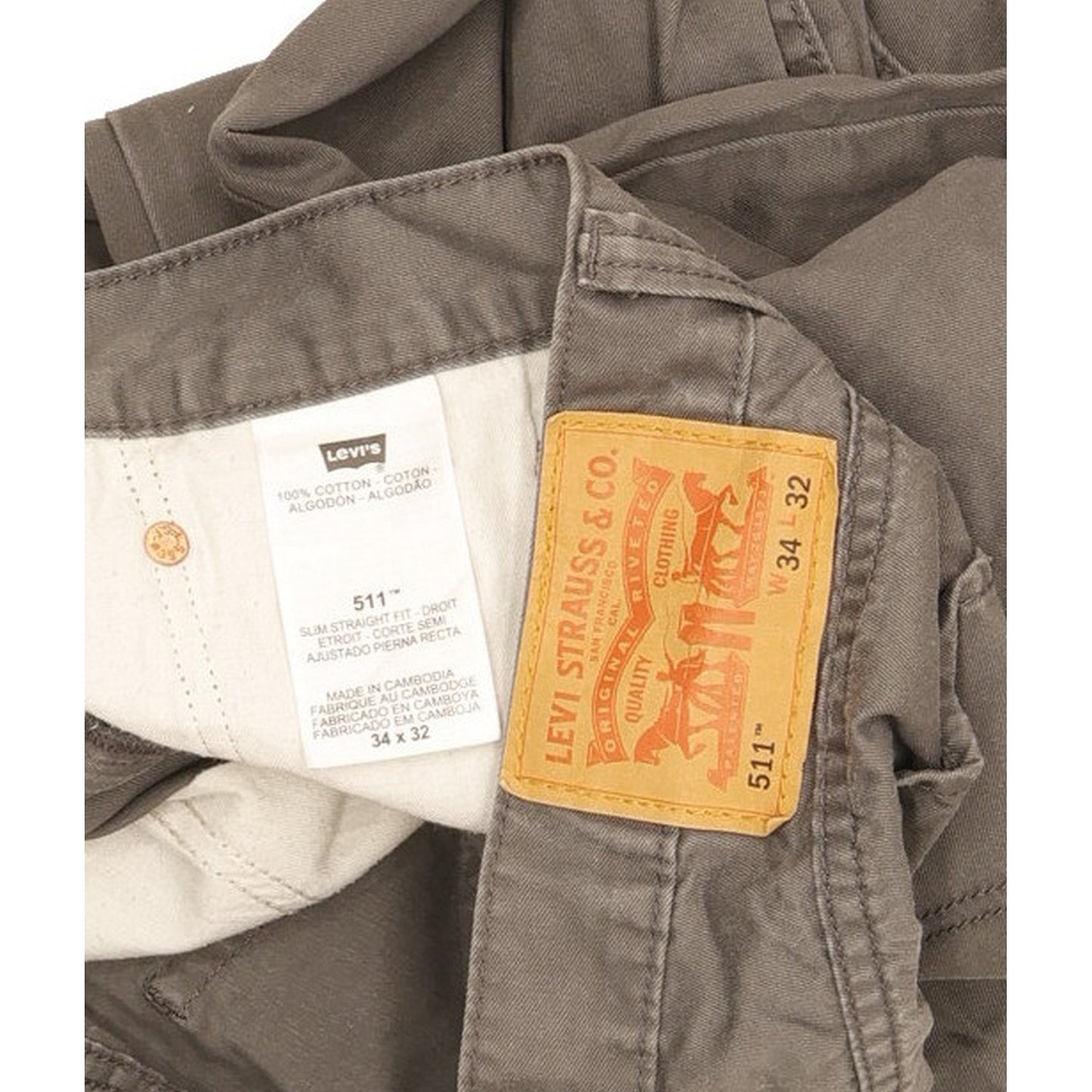 Levi's 511 Men Grey Straight Slim Jeans W34 L32