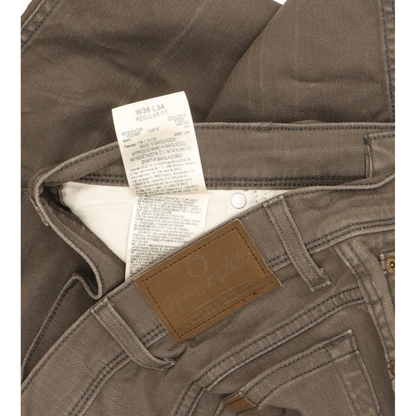 Wrangler Durable Quality Men Grey Straight Regular Stretch Jeans W38 L34