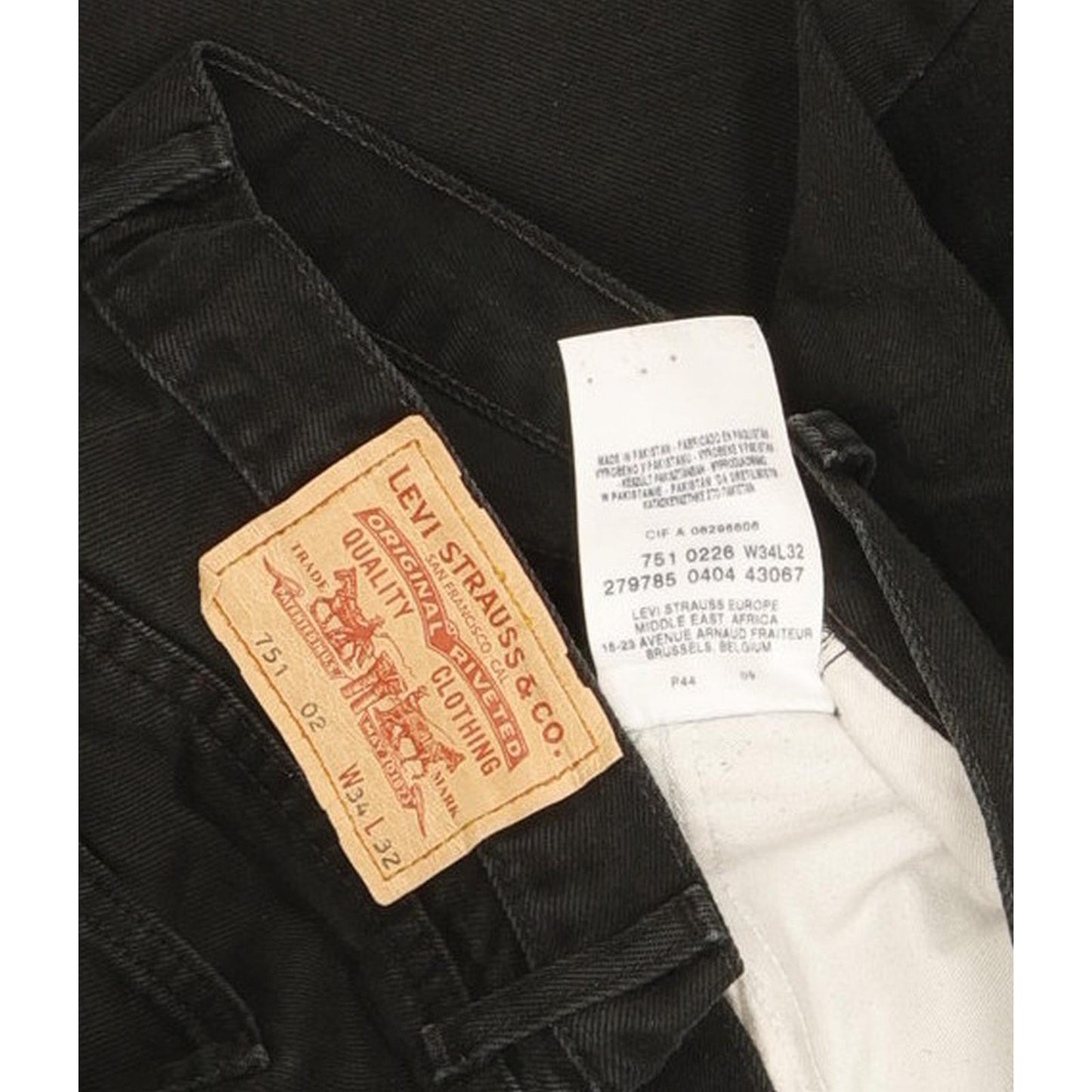 Levi's 751 Men Black Straight Regular Jeans W34 L32