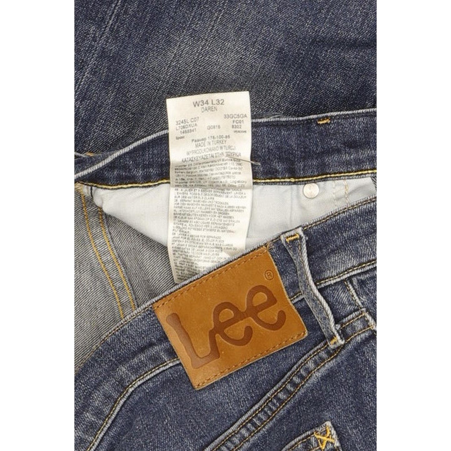 Lee Daren Men Blue Straight Slim Stretch Jeans W34 L32