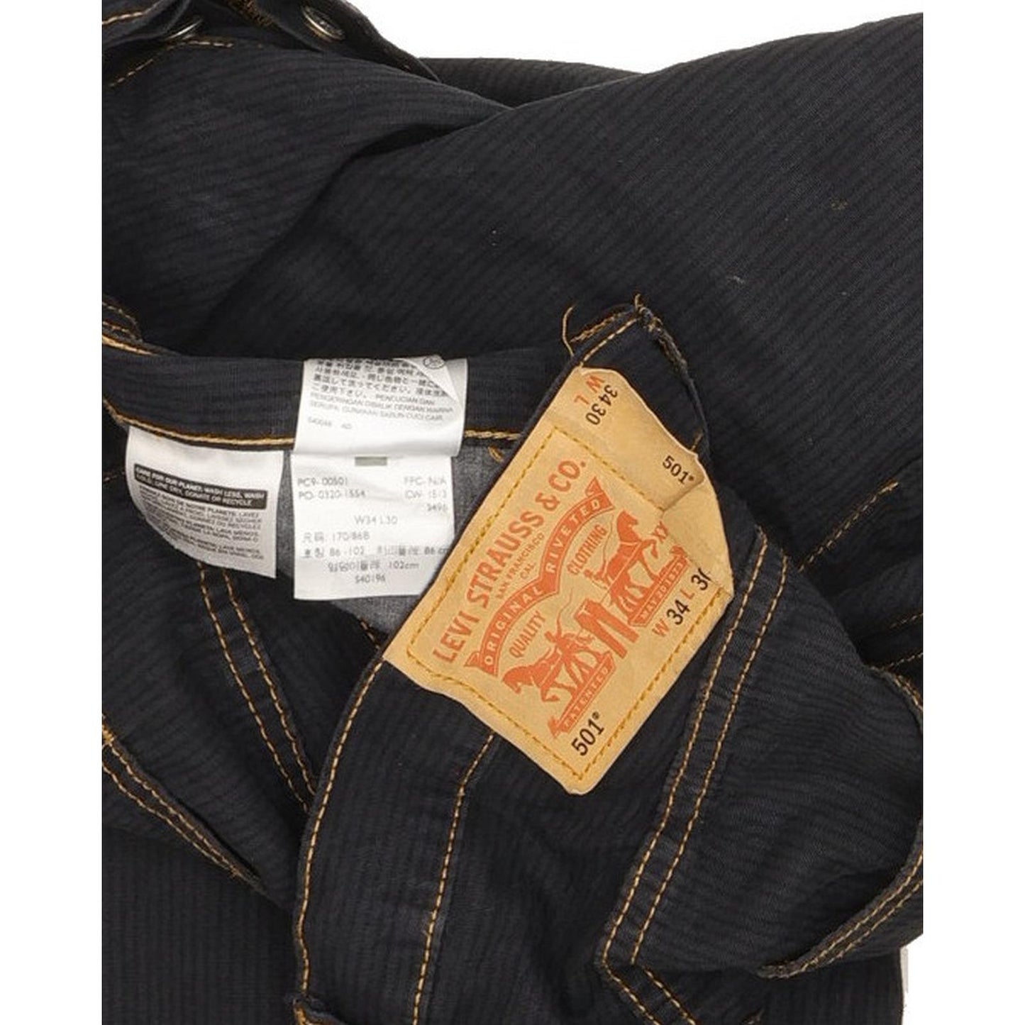 Levi's 501 Men Navy Straight Regular Trousers W34 L30