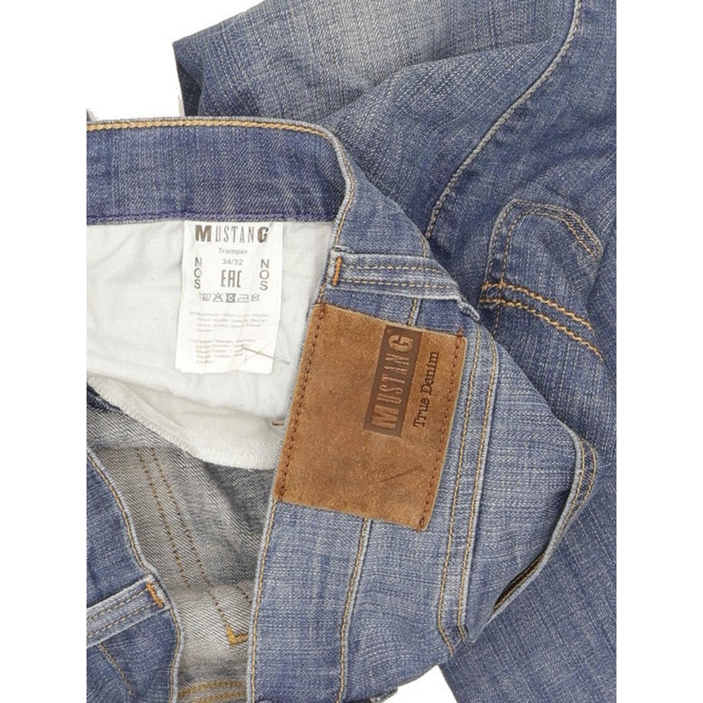 Mustang Tramper Men Blue Straight Slim Stretch Jeans W34 L32