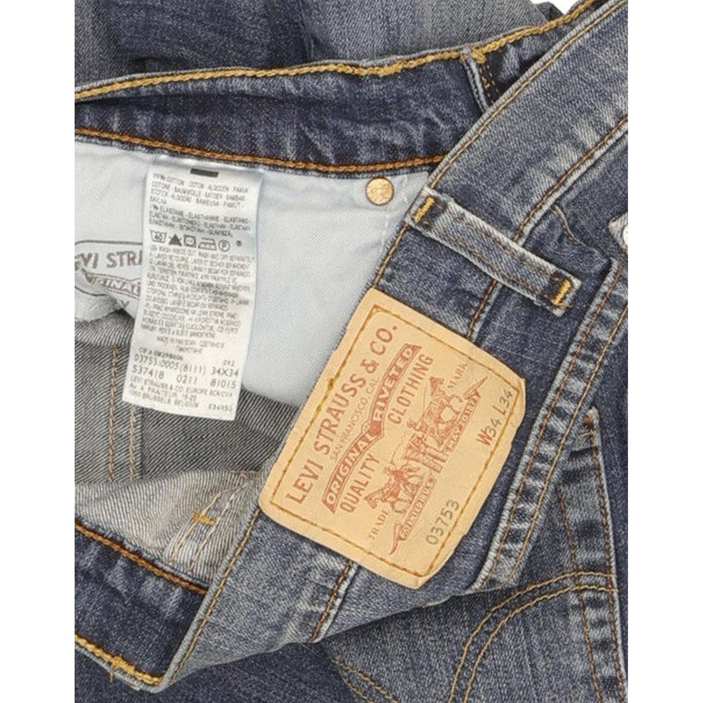 Levi's 753 Men Blue Straight Regular Stretch Jeans W34 L34