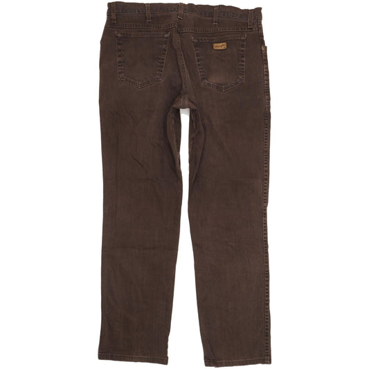 Wrangler Texas Men Brown Straight Regular Stretch Jeans W38 L33