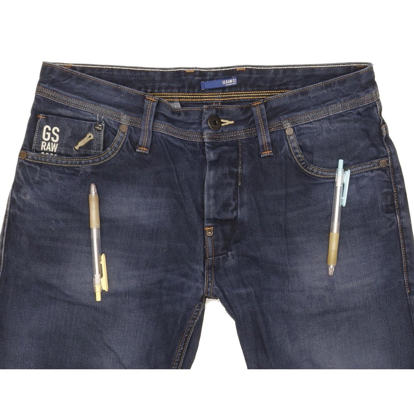 G-Star Men Blue Straight Slim Jeans W32 L34