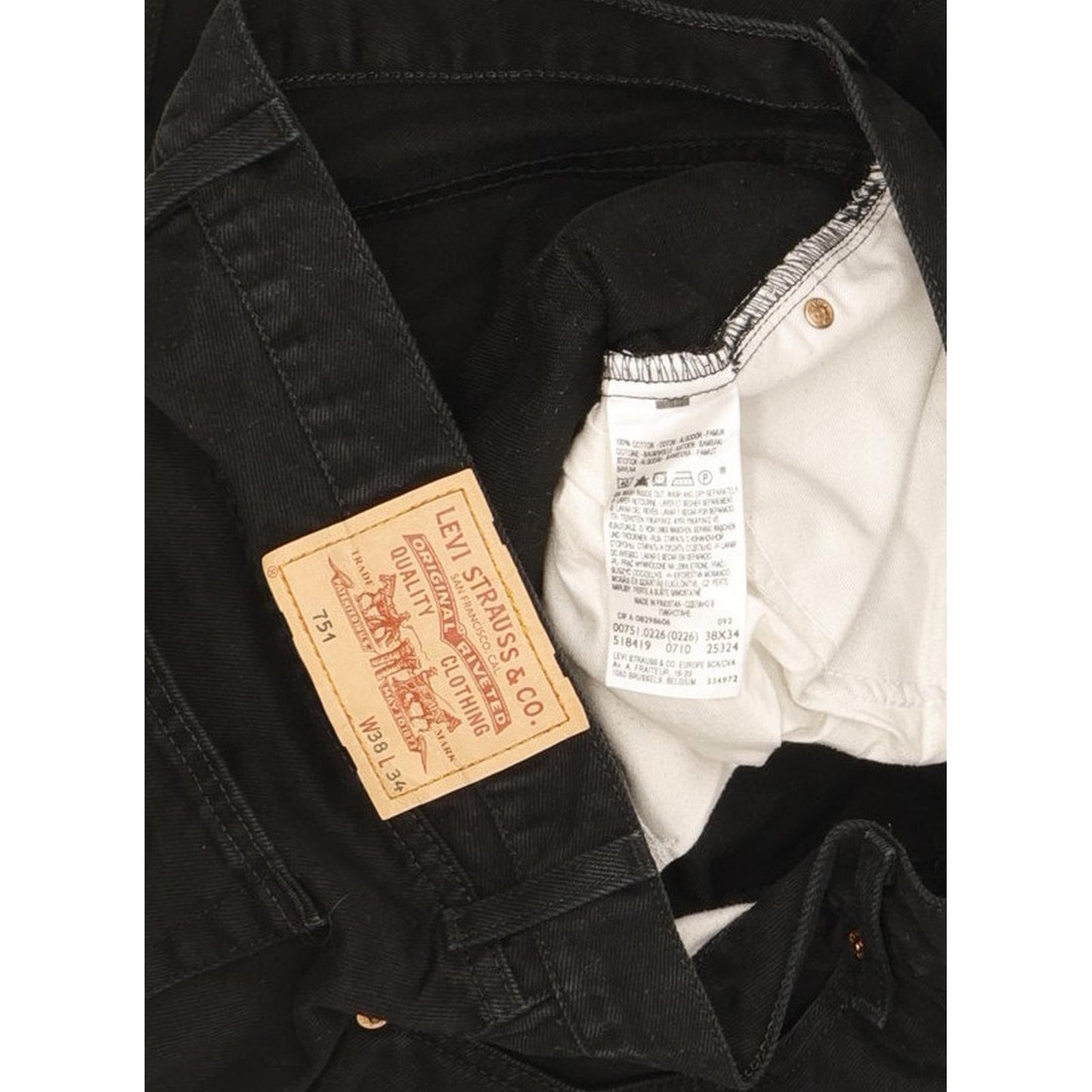 Levi's 751 Men Black Straight Regular Jeans W38 L34