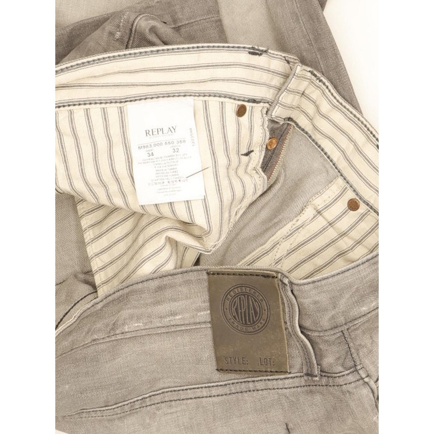 Replay Waitom Men Grey Straight Regular Jeans W34 L32