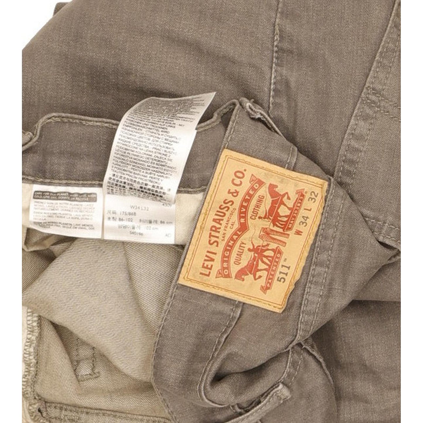 Levi's 511 Men Grey Straight Slim Stretch Jeans W34 L32