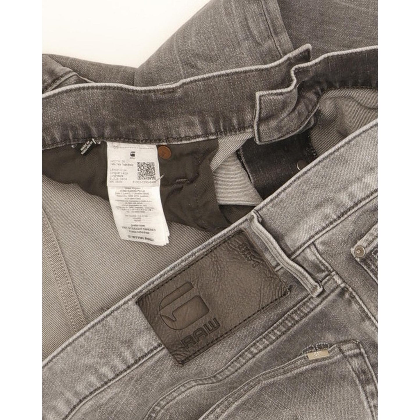 G-Star 3301 Men Grey Tapered Regular Stretch Jeans W38 L34