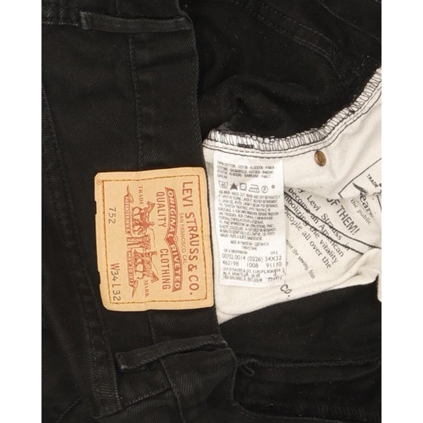 Levi's 752 Men Black Straight Regular Jeans W34 L32