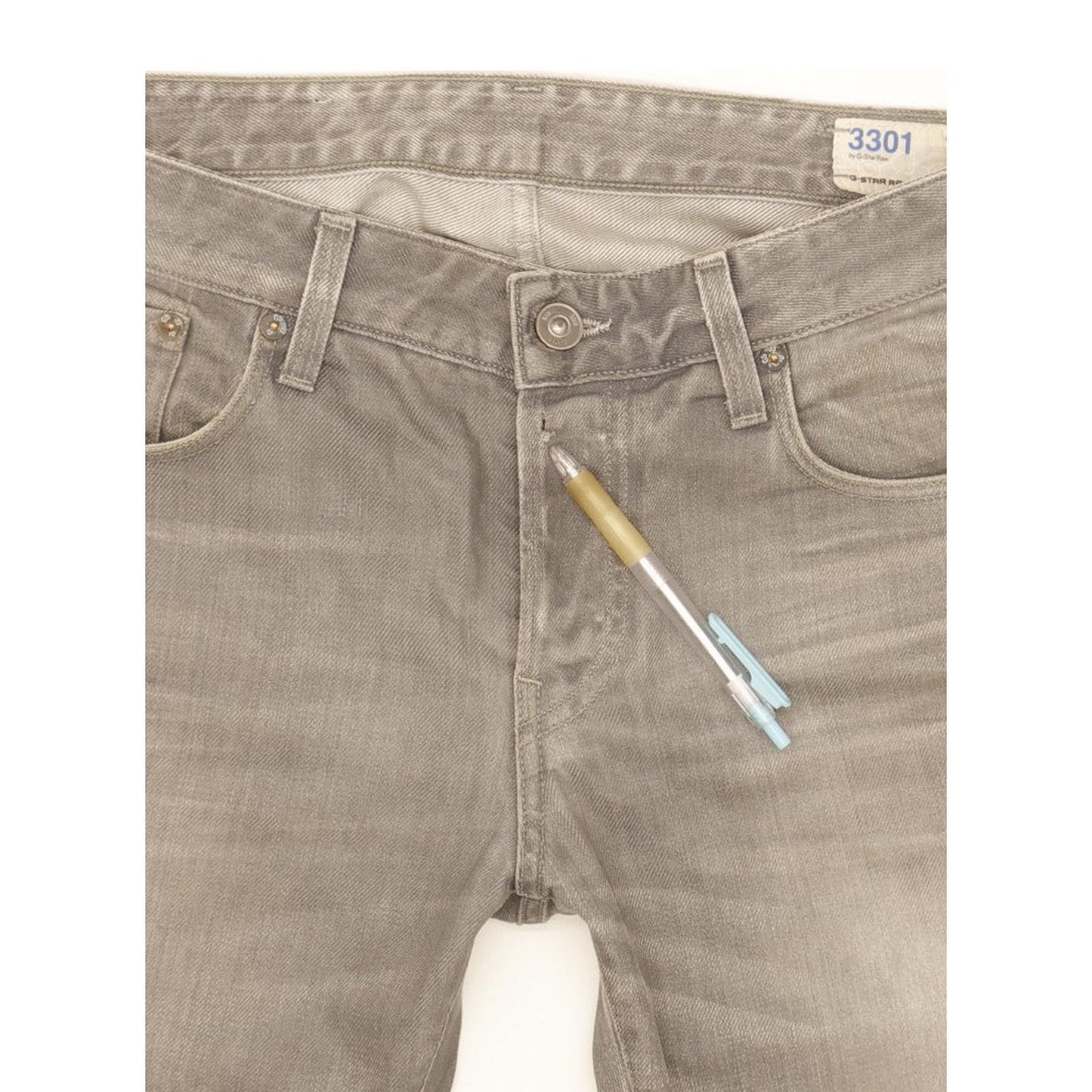 G-Star 3301 Men Grey Straight Regular Jeans W33 L32