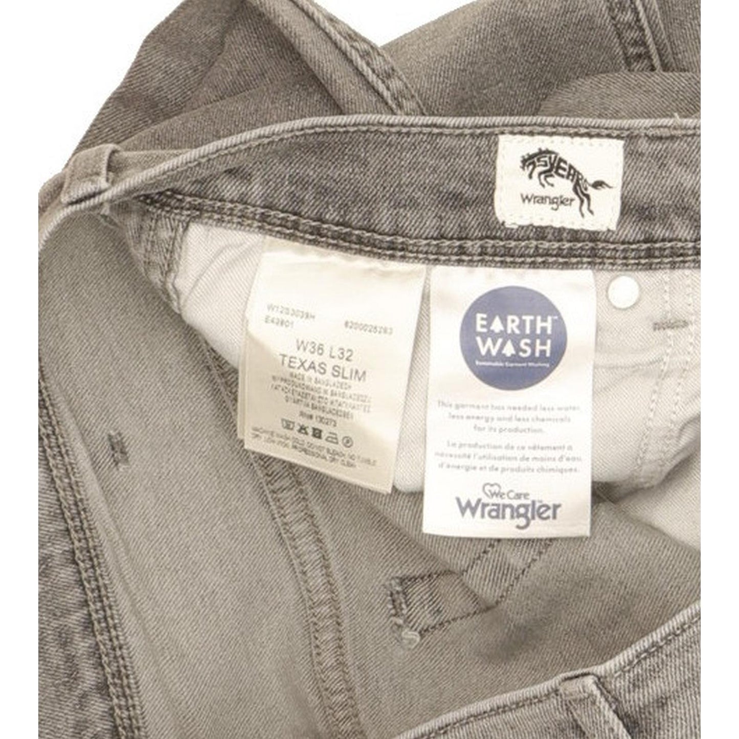 Wrangler Texas Men Grey Straight Regular Stretch Jeans W36 L32