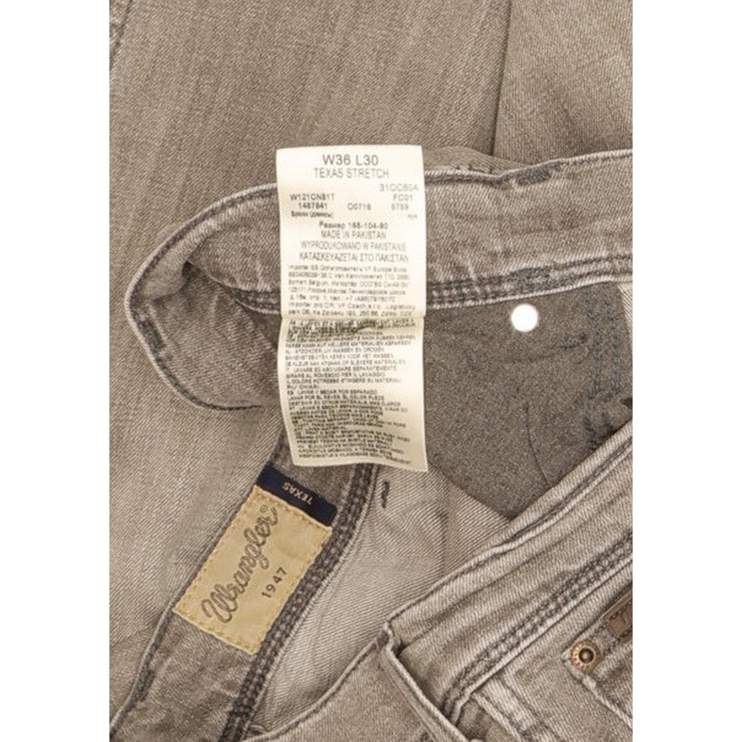 Wrangler Texas Men Grey Straight Regular Stretch Jeans W36 L30