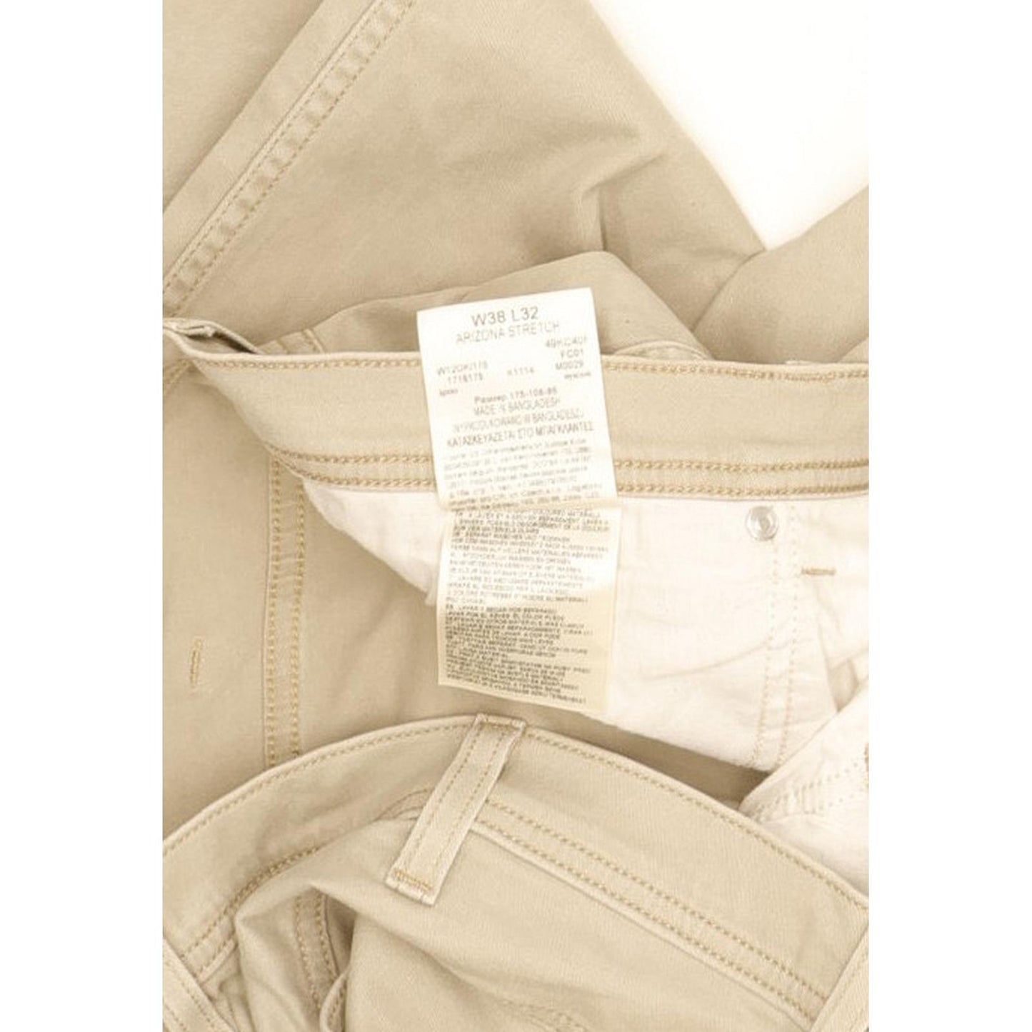 Wrangler Arizona Men Beige Straight Regular Stretch Jeans W38 L32