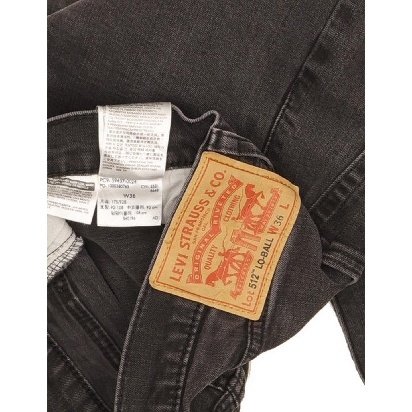 Levi's 512 Lo-Ball Men Black Tapered Slim Stretch Jeans W36 L32
