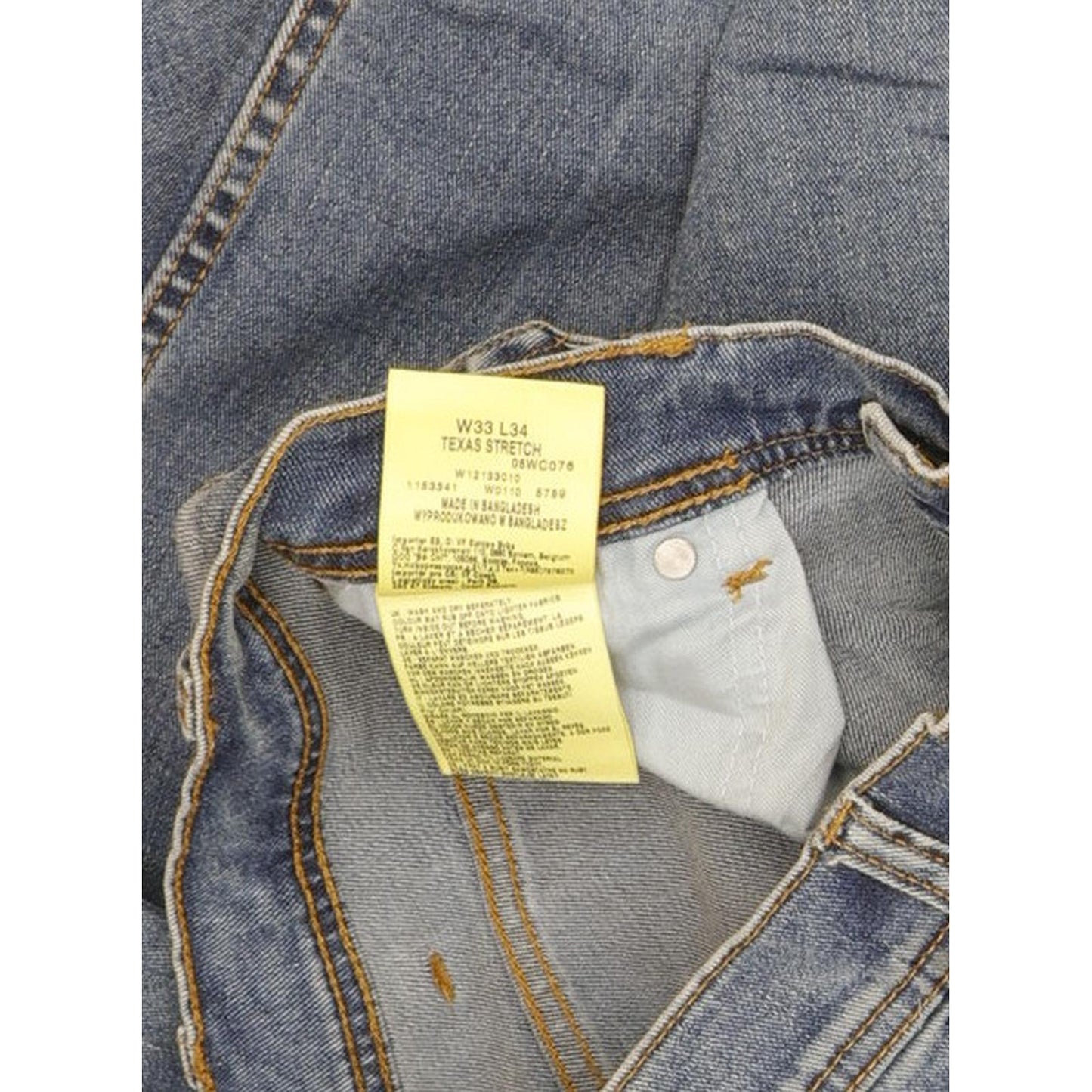 Wrangler Texas Men Blue Straight Regular Stretch Jeans W33 L34