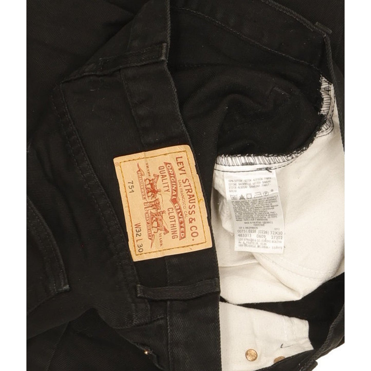 Levi's 751 Men Black Straight Regular Jeans W32 L30