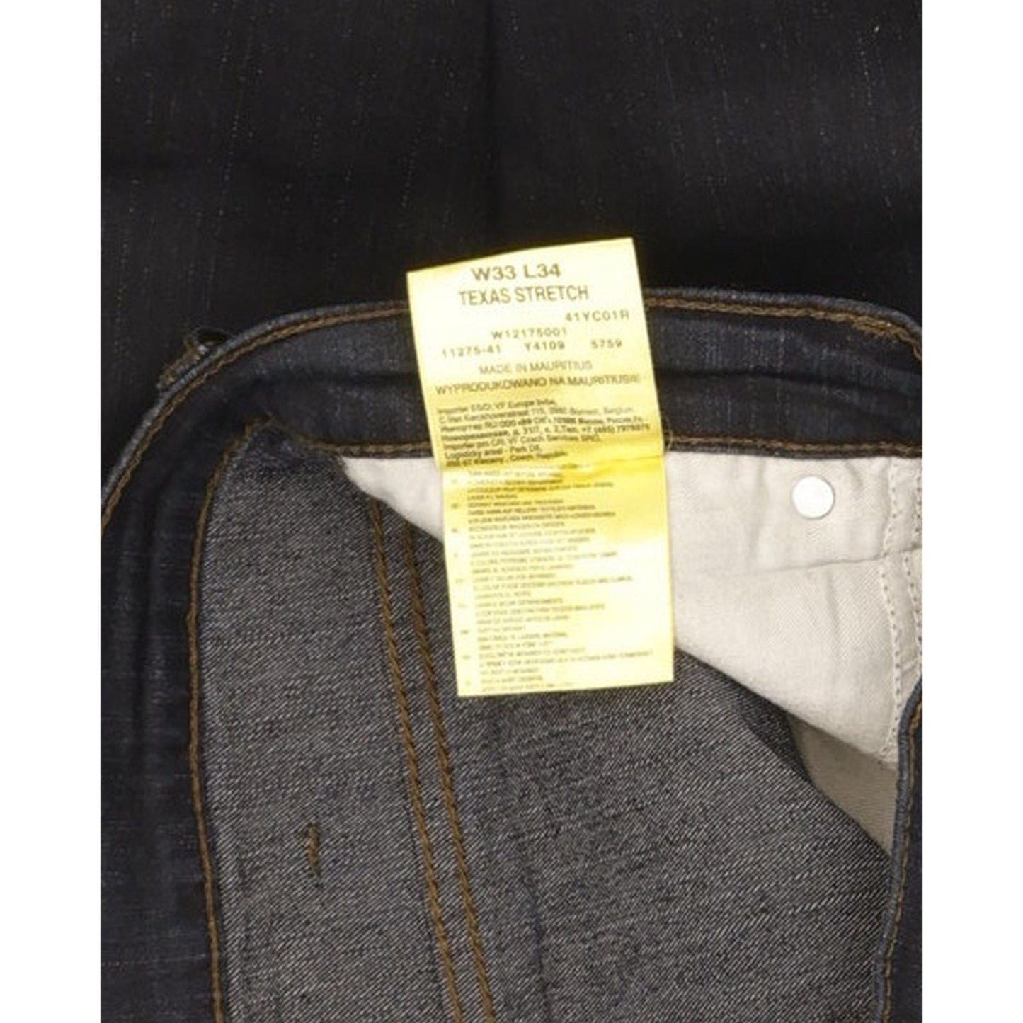 Wrangler Texas Men Navy Straight Regular Stretch Jeans W33 L34