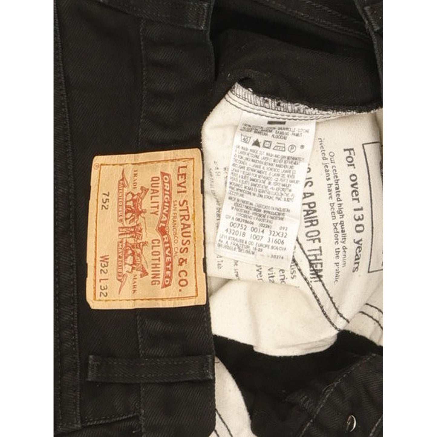 Levi's 752 Men Black Straight Regular Jeans W32 L32