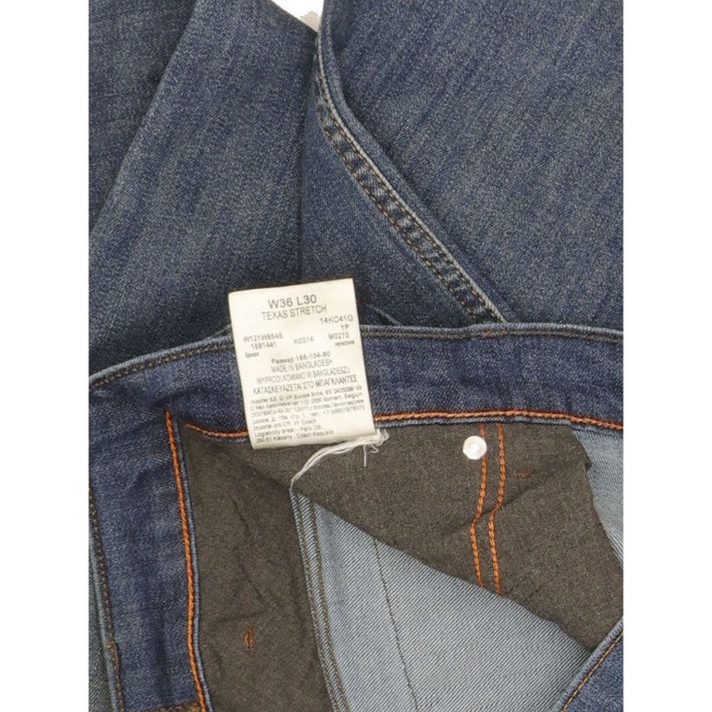 Wrangler Texas Men Blue Straight Regular Stretch Jeans W36 L30