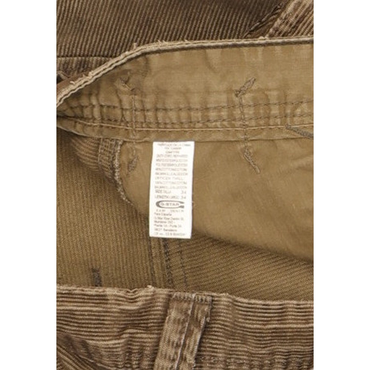 G-Star Elwood Men Brown Straight Regular Trousers W34 L34