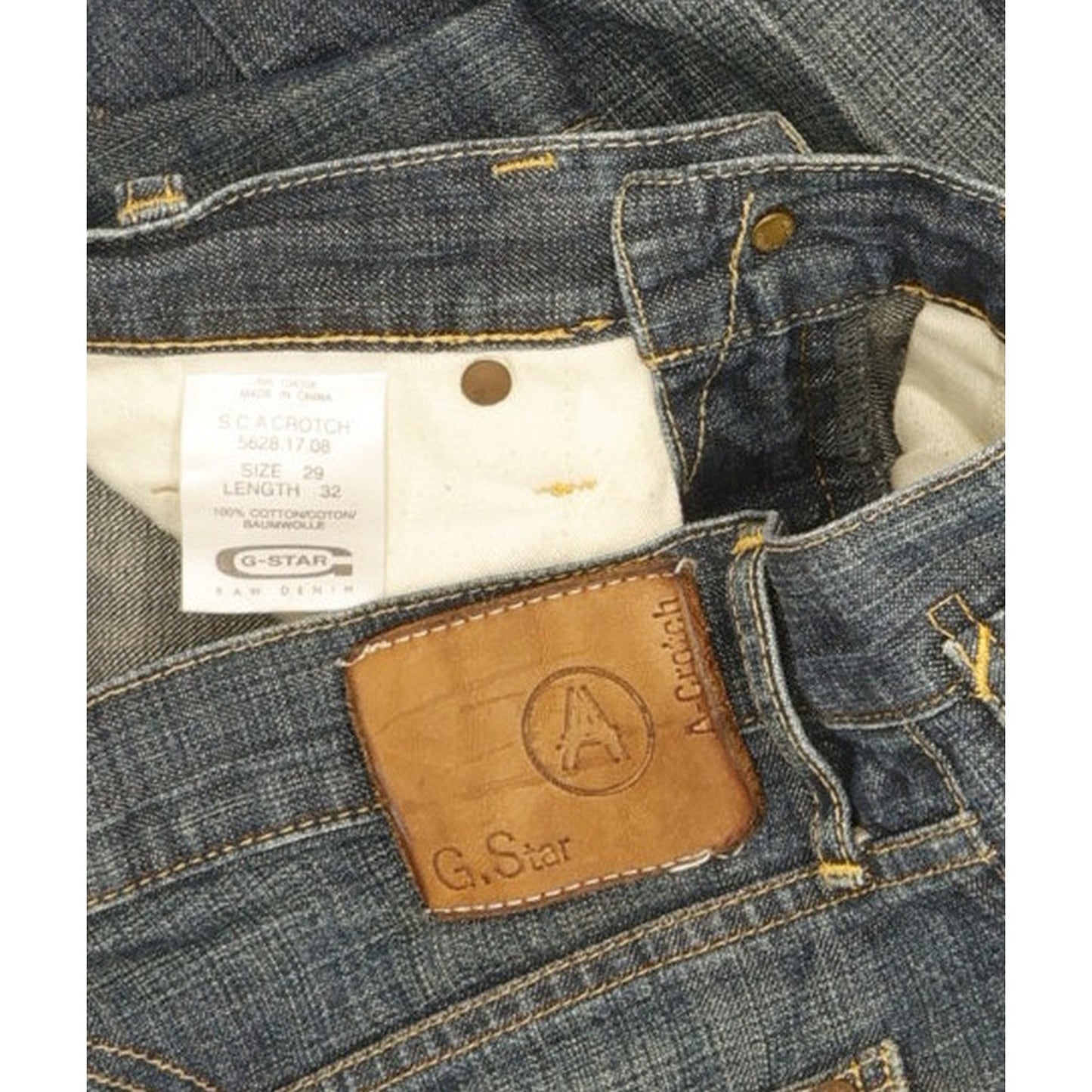 G-Star S.C. A Crotch Men Blue Straight Regular Jeans W29 L32