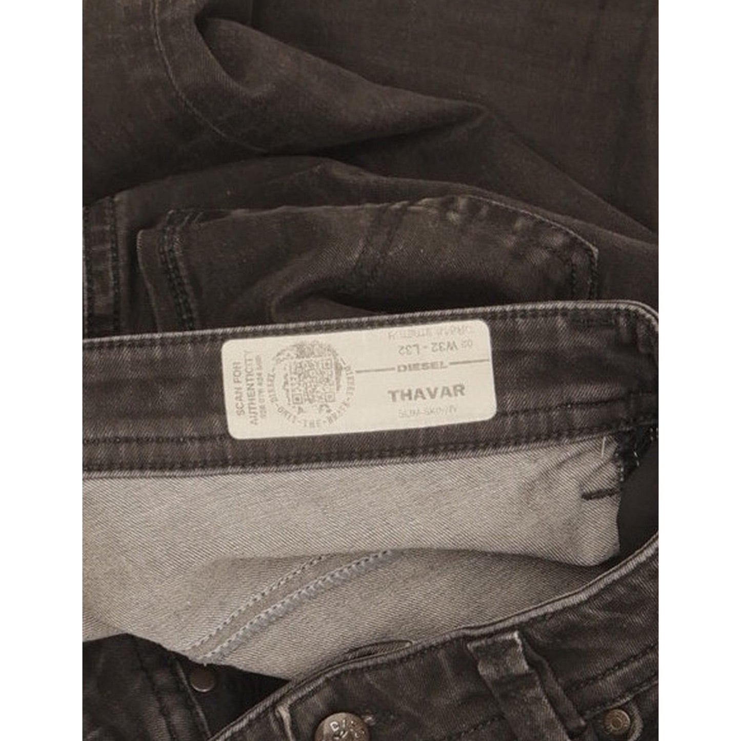 Diesel Thavar Men Black Skinny Slim Stretch Jeans W32 L32