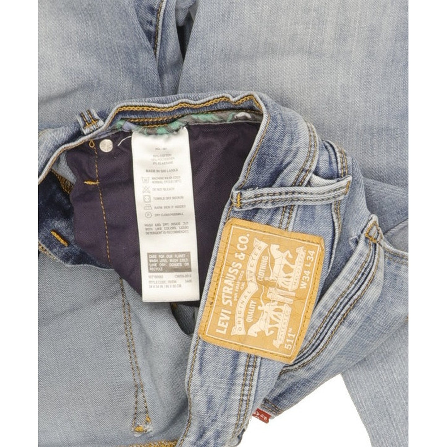 Levi's 511 Men Blue Straight Slim Stretch Jeans W34 L34