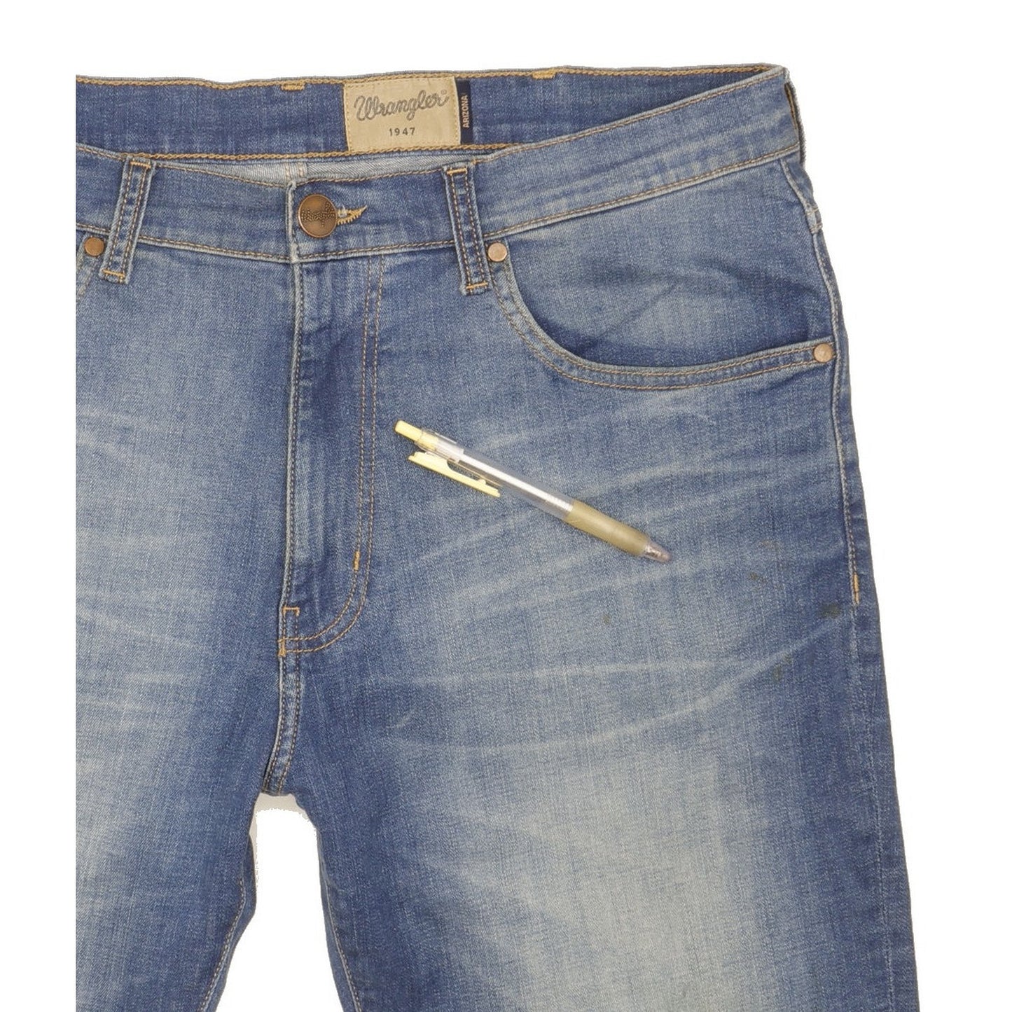Wrangler Arizona Men Blue Straight Regular Stretch Jeans W38 L30