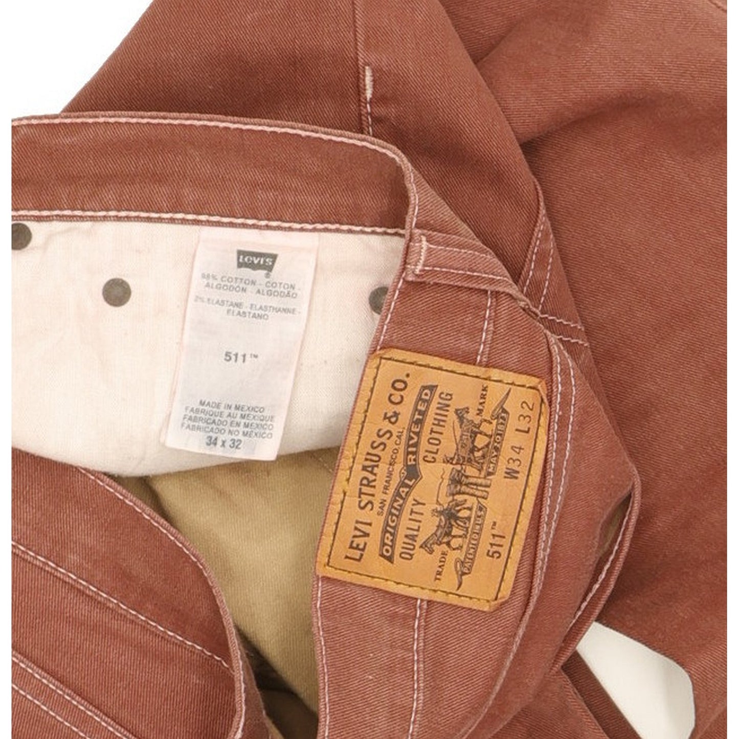 Levi's 511 Men Brown Straight Slim Stretch Jeans W34 L32
