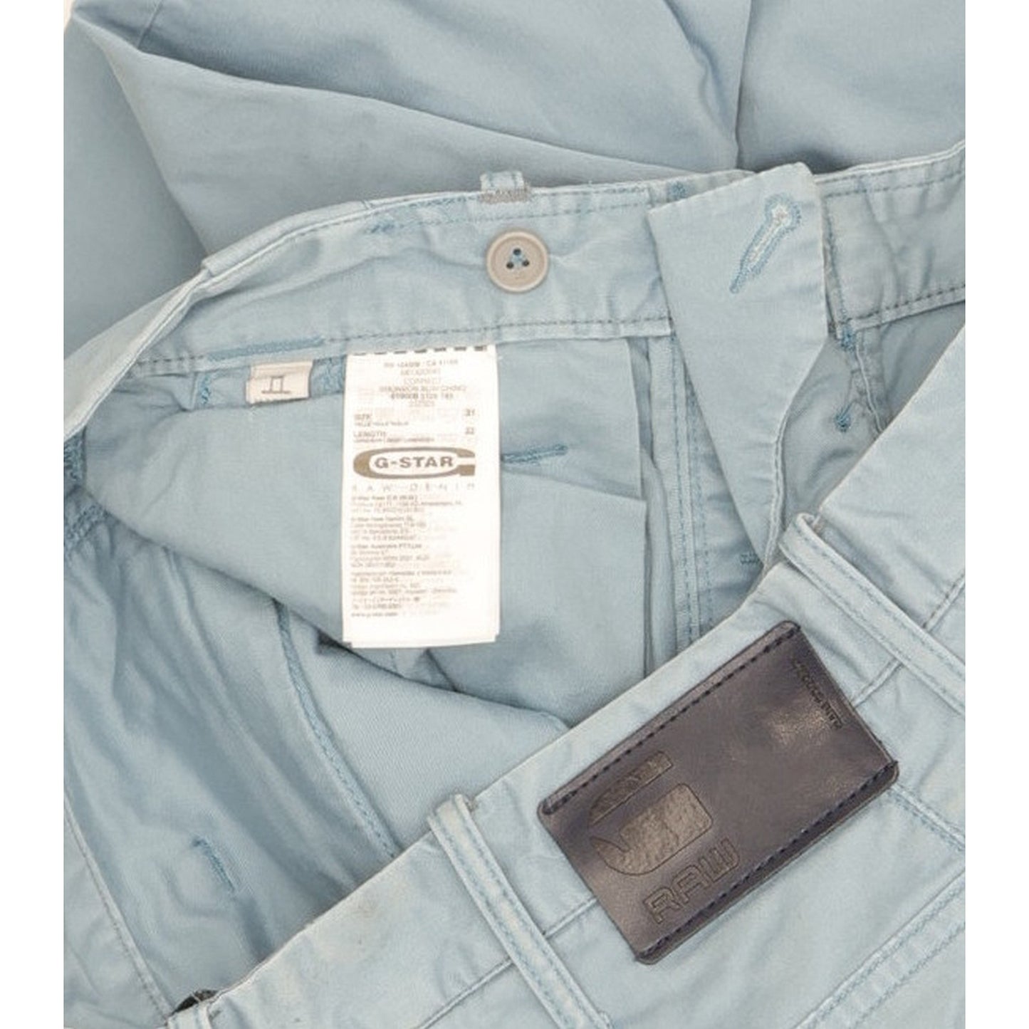 G-Star Bronson Men Blue Straight Slim Chino Stretch Jeans W31 L32