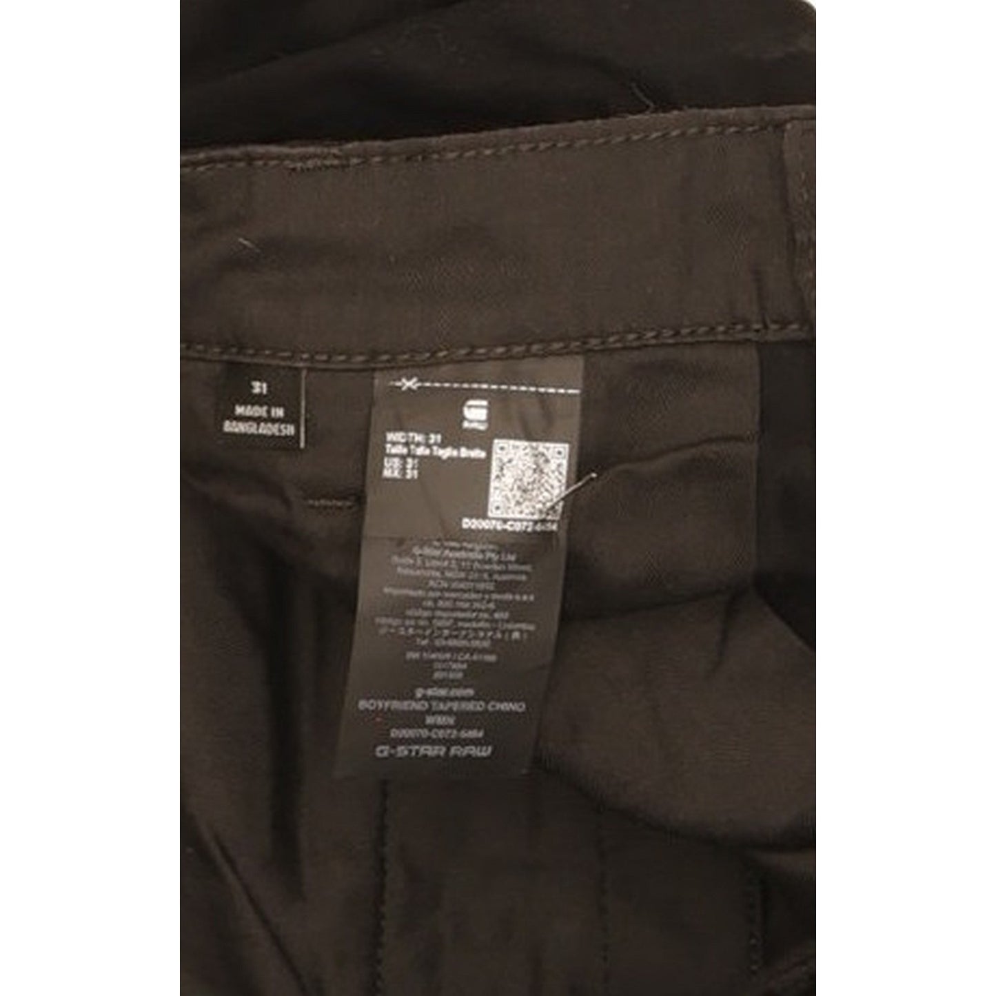 G-Star Boyfriend Black Tapered Loose Chino Stretch Jeans High Waisted W31 L32