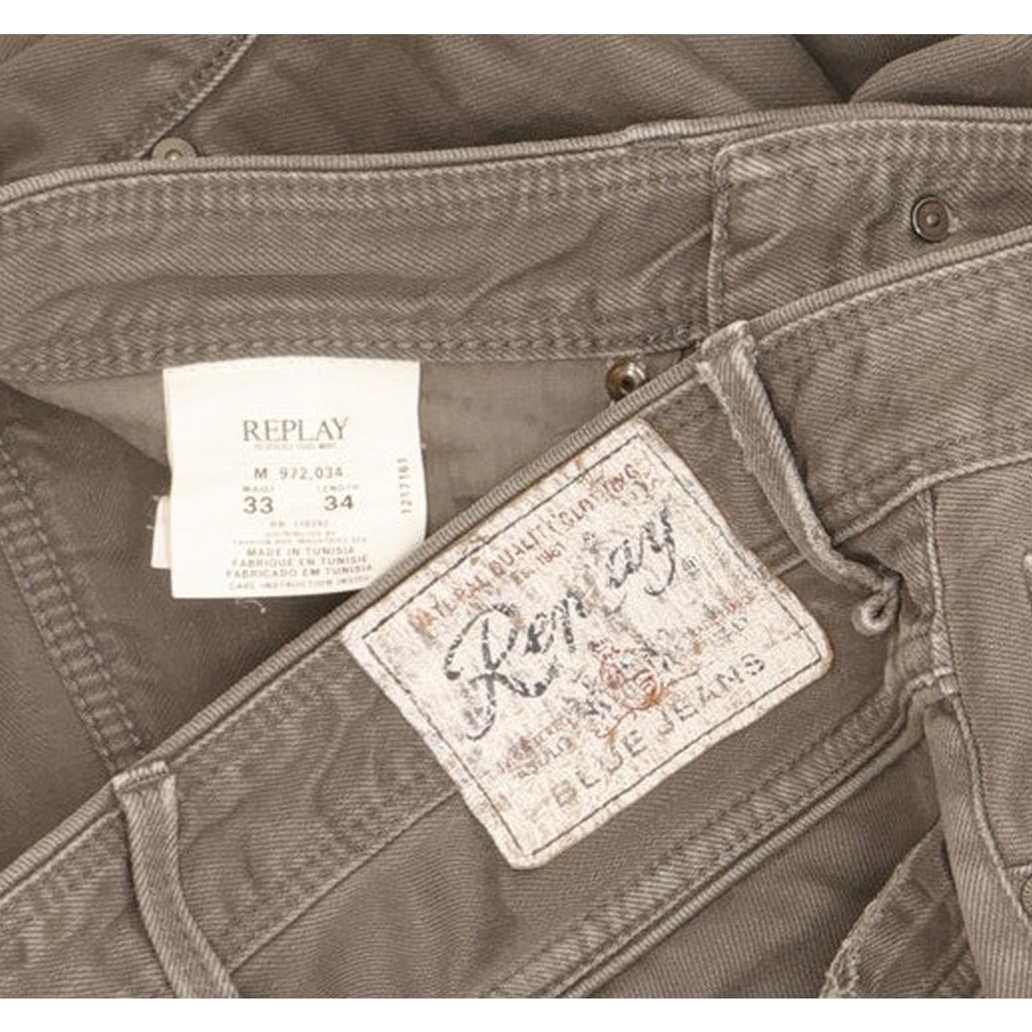 Replay Lenaldo Men Grey Straight Regular Jeans W33 L34
